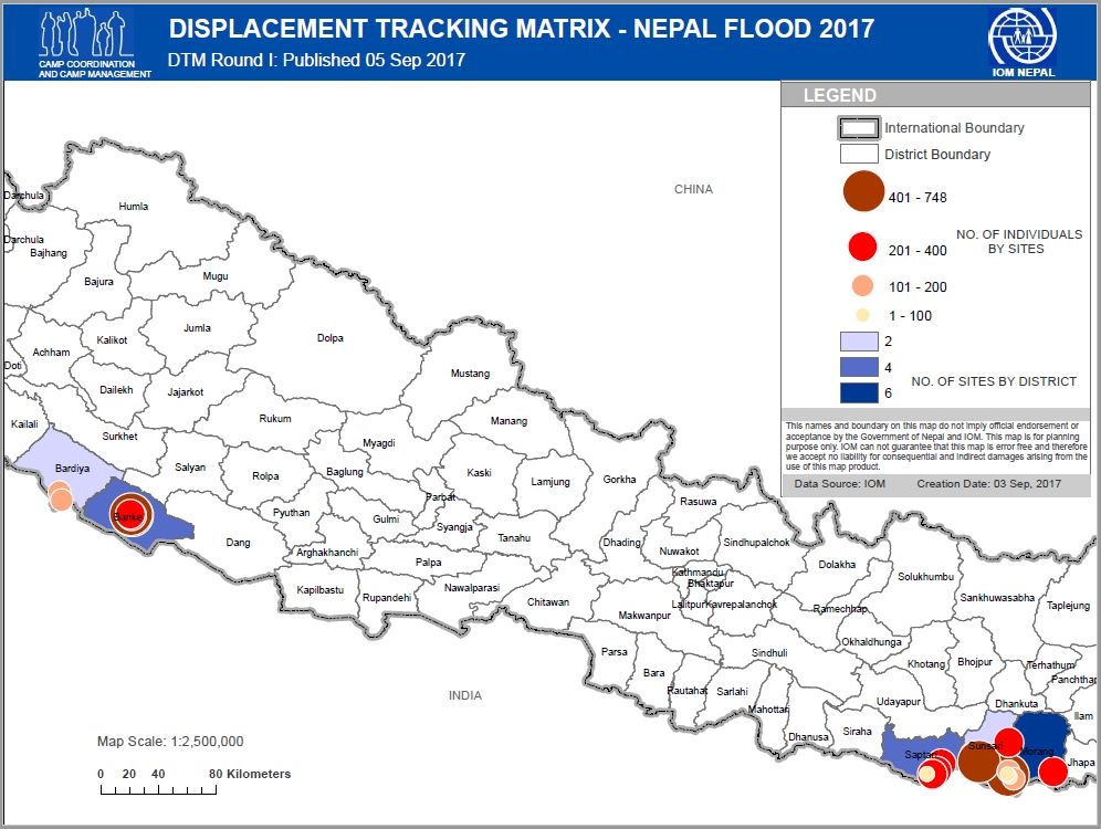 This Displacement Tracking Matrix map shows Displaced people residing in temporary settlements