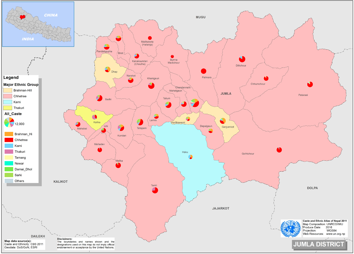 This map presents major caste group and it's composition based on CBS 2011 data of Jumla.