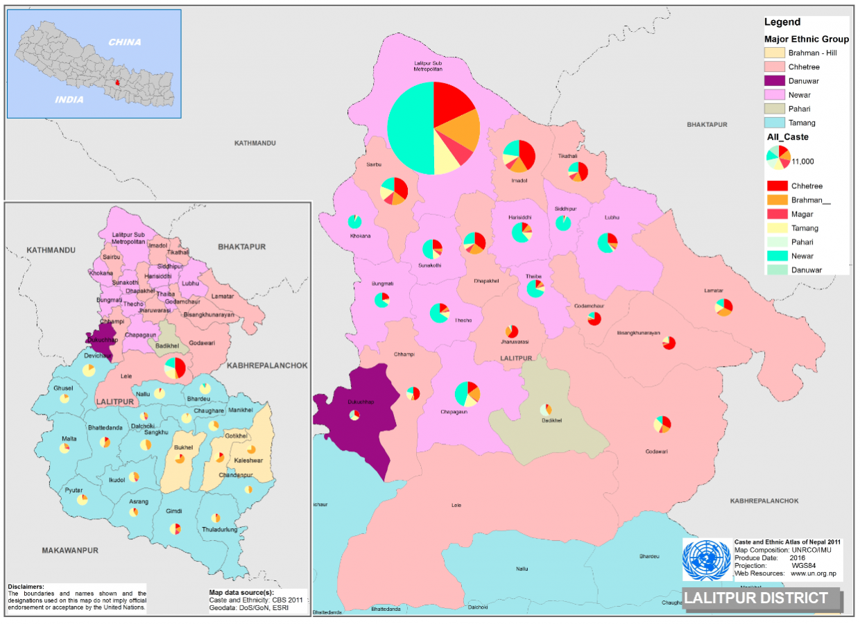 This map presents major caste group and it's composition based on CBS 2011 data of Lalitpur.