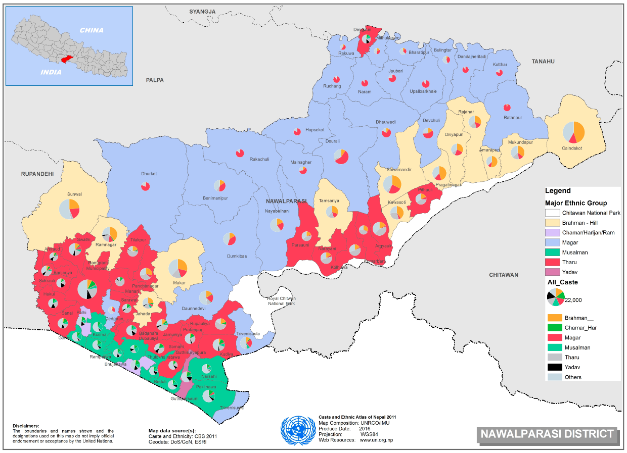 This map presents major caste group and it's composition based on CBS 2011 data of Nawalparasi.