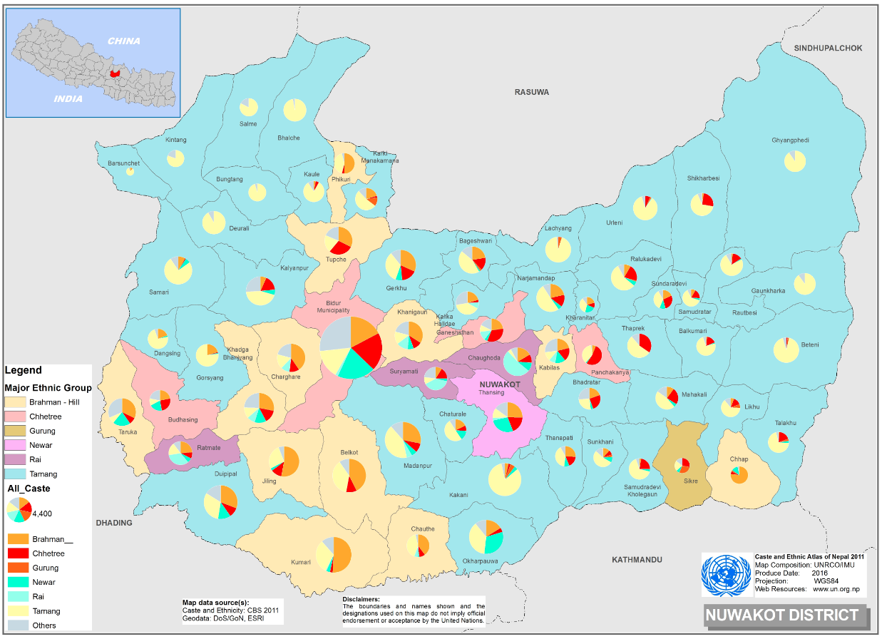 This map presents major caste group and it's composition based on CBS 2011 data of Nuwakot.