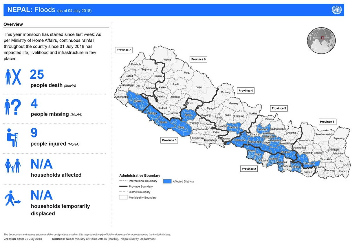 This map shows the status of death, missing, injured, household affected and affected municipalities from flood and landslide.