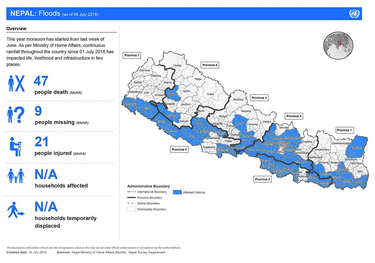 This map shows the status of death, missing, injured, household affected and affected municipalities from flood and landslide.