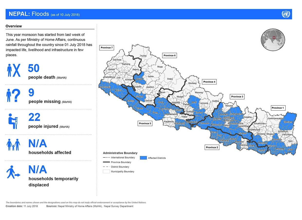 This map shows the status of death, missing, injured, household affected and affected municipalities from flood and landslide.