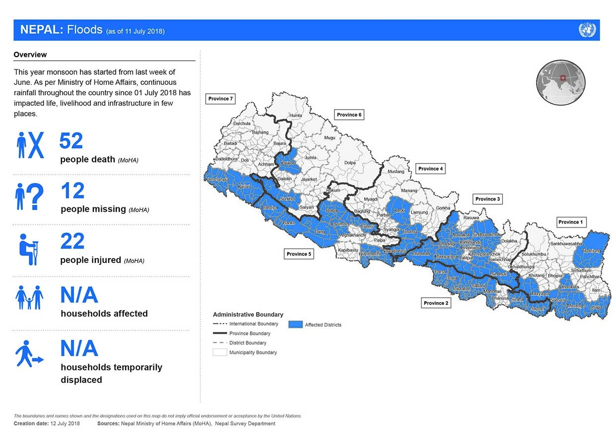 This map shows the status of death, missing, injured, household affected and affected municipalities from flood and landslide.