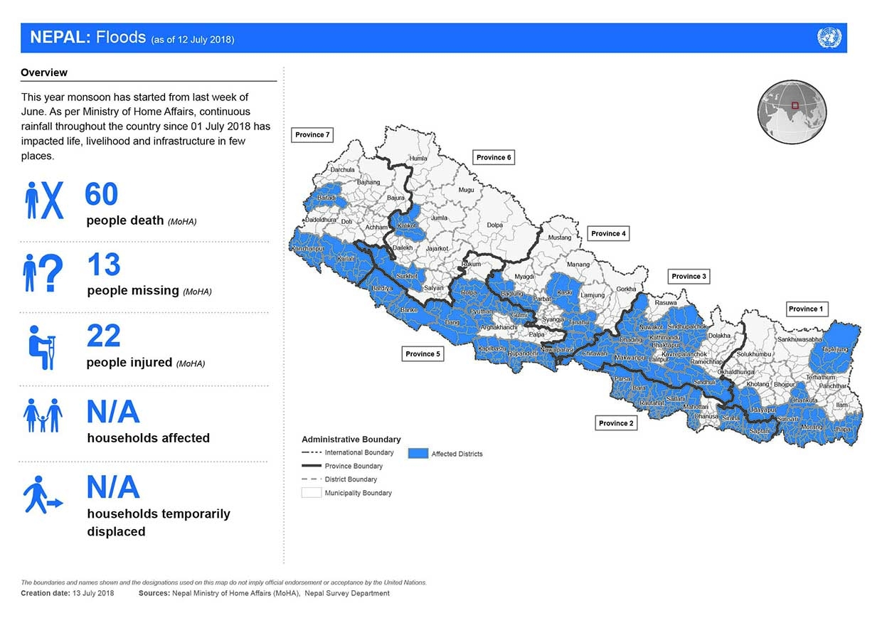 This map shows the status of death, missing, injured, household affected and affected municipalities from flood and landslide.