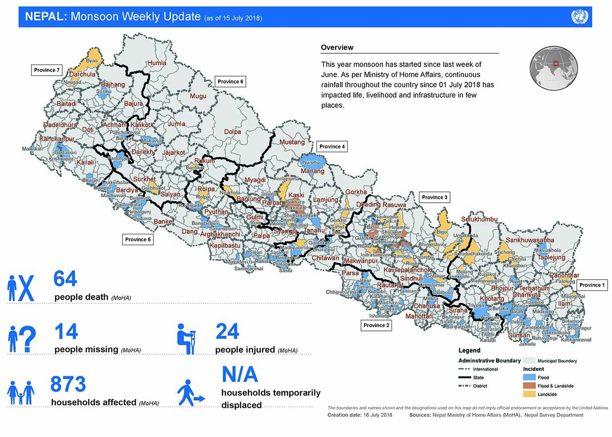 This map shows the status of death, missing, injured, household affected and affected municipalities from flood and landslide.