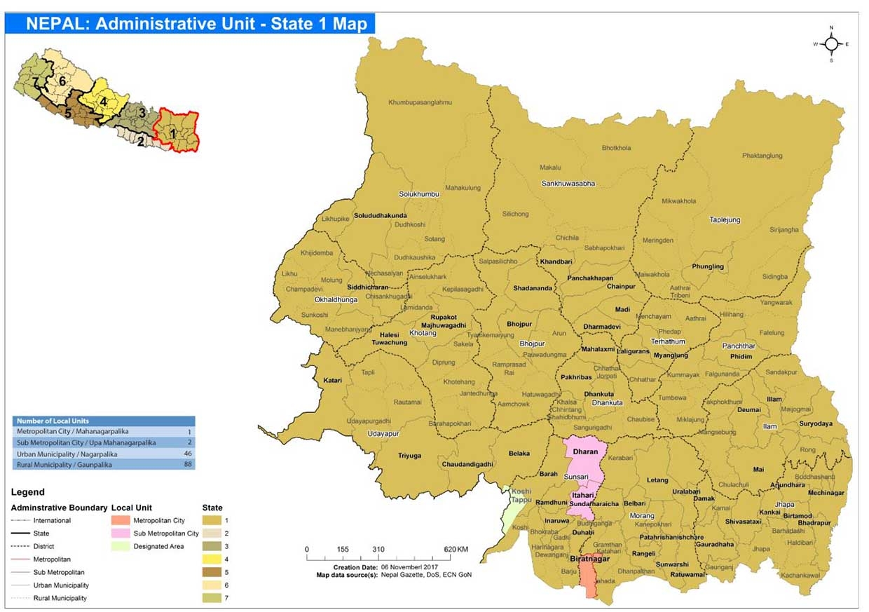 This Province 1 map shows its local units boundaries and designated area