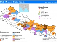 This map shows the status of death, missing, injured, district affected and household destroyed from flood and landslide.