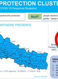 This image has protection cluster partners presence map, funding and protect cluster caseload